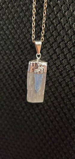 Selenite with Kyanite Gold Necklace | Jewelry-Necklace | Wiccan Center