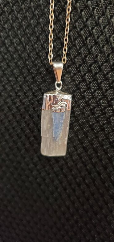 Selenite with Kyanite Gold Necklace | Jewelry-Necklace | Wiccan Center