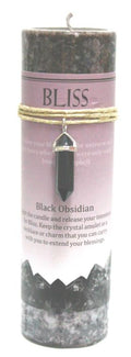 Bliss Pillar w/Black Obsidian | Candle | Wiccan Center