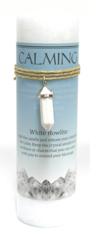 Calming Pillar w/White Howlite | Candle | Wiccan Center