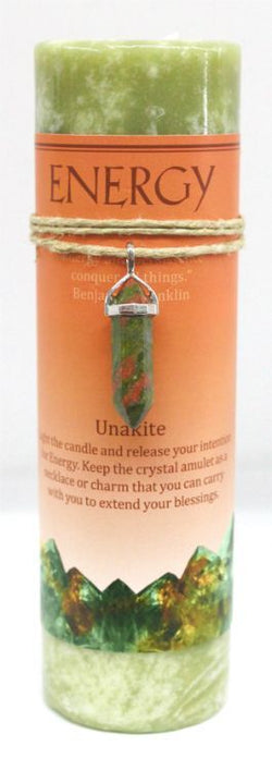 Energy Pillar w/Unakite | Candle | Wiccan Center