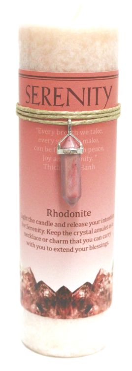 Serenity Pillar w/Rhodonite | Candle | Wiccan Center