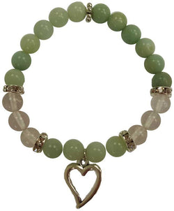 Amazonite & Quartz w/ Heart Bracelet | Jewelry-Bracelet | Wiccan Center
