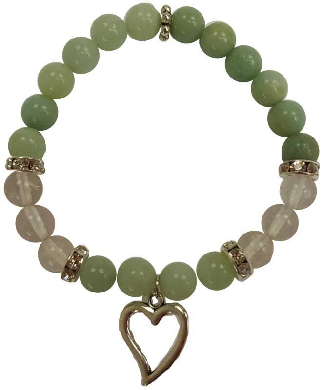 Amazonite & Quartz w/ Heart Bracelet | Jewelry-Bracelet | Wiccan Center
