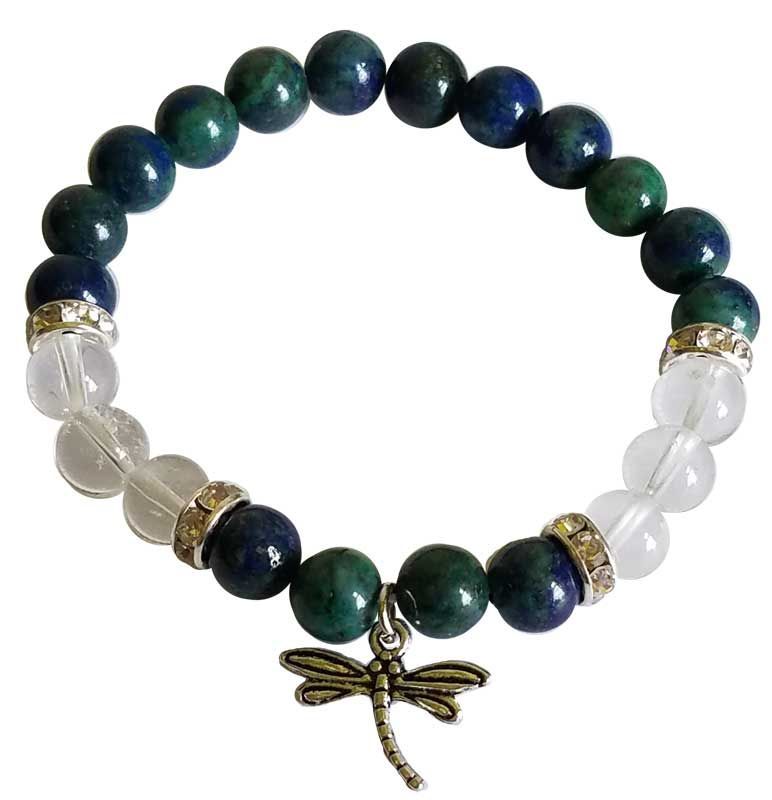 Chrysocolla & Quartz Dragonfly Bracelet | Jewelry-Bracelet | Wiccan Center
