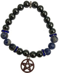 Hematite & Sodalite Pentagram Bracelet | Jewelry-Bracelet | Wiccan Center