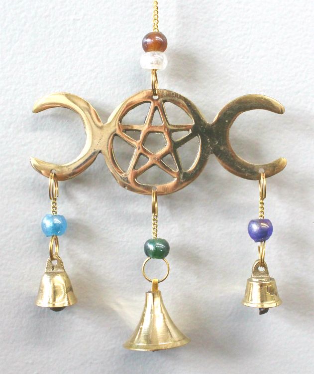 Triple Moon - Brass Wind Chime | Wind Chimes | Wiccan Center