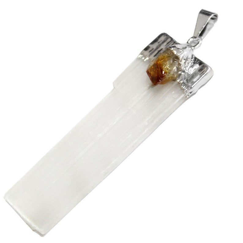 Selenite with Citrine Necklace | Jewelry-Necklace | Wiccan Center