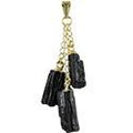 Black Tourmaline Triple Drop Gold Necklace | Jewelry-Necklace | Wiccan Center
