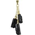 Black Tourmaline Triple Drop Gold Necklace | Jewelry-Necklace | Wiccan Center