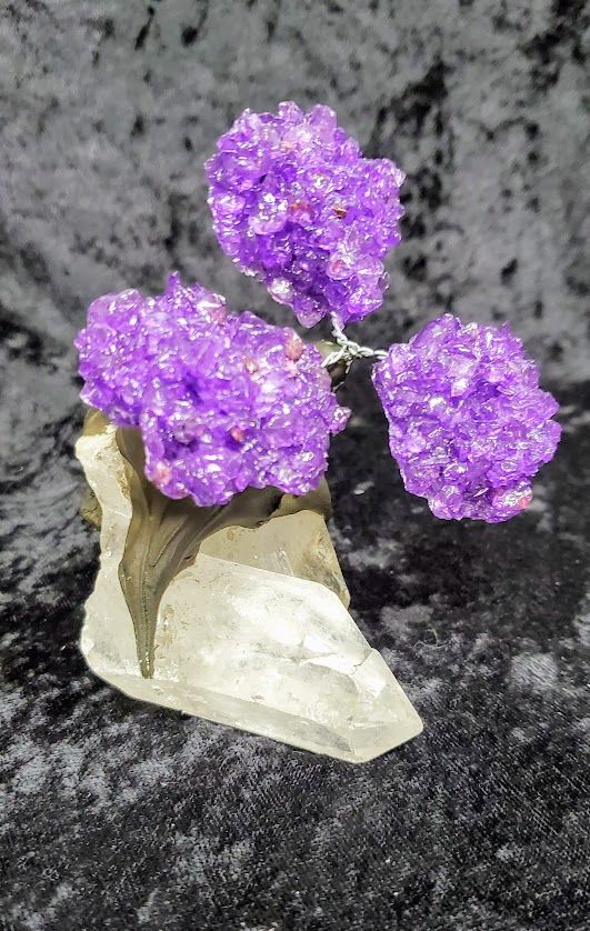 Amethyst on Clear Quartz Point - Tree (4"H) | HomeDécor | Wiccan Center