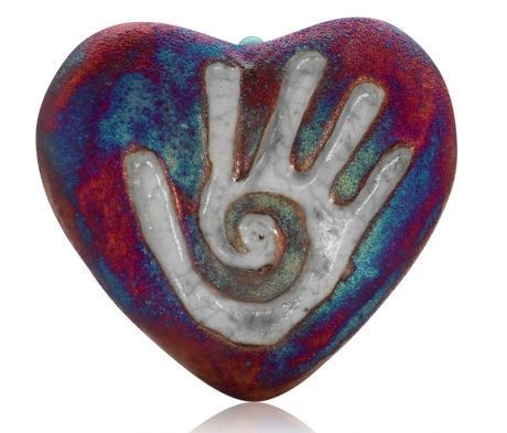 Mini Raku Heart - Healing Hand | Hearts | Wiccan Center