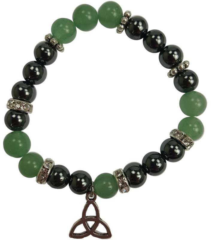 Aventurine & Hematite Triquetra Bracelet | Jewelry-Bracelet | Wiccan Center