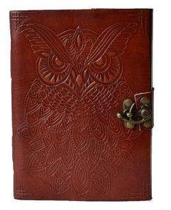 Owl Leather Blank Book w/latch | Journals | Wiccan Center