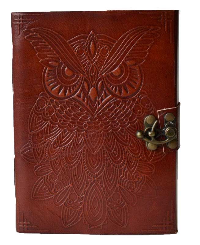 Owl Leather Blank Book w/latch | Journals | Wiccan Center