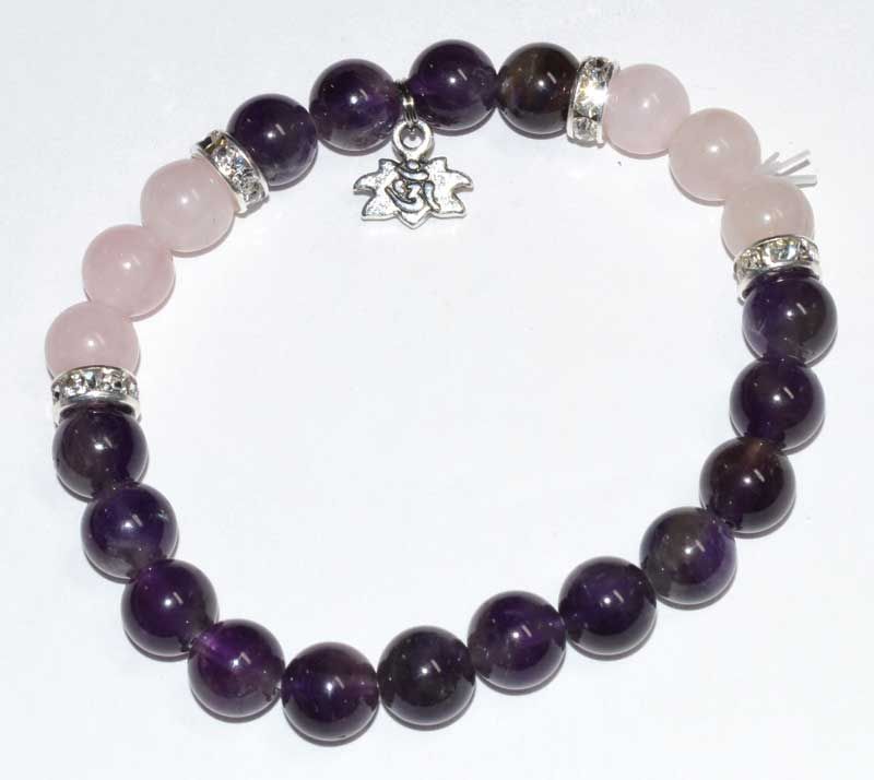 Amethyst & Rose Quartz Lotus | Jewelry-Bracelet | Wiccan Center