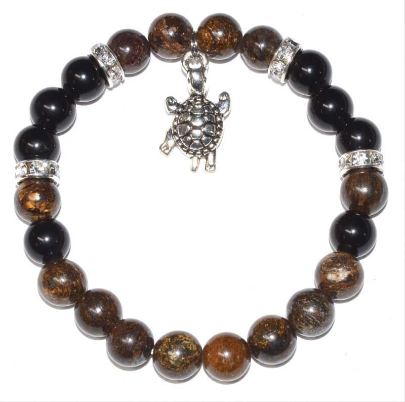 Bronzite & RB Obsidian w/ Turtle Bracelet | Jewelry-Bracelet | Wiccan Center