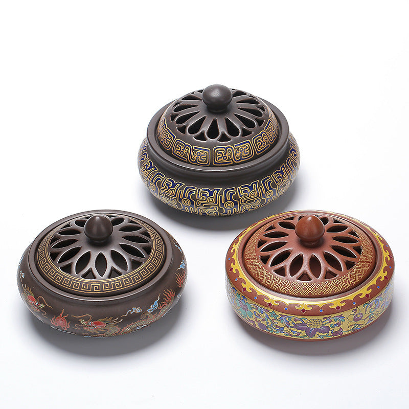 Ceramic Cloisonne Incense Burner, Backward Incense Burner, Incense Channel Enamel | 2x3 Rugs | Wiccan Center