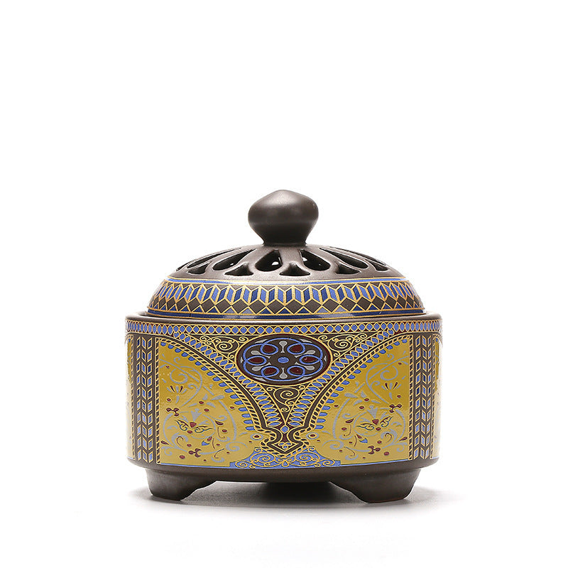 Ceramic Cloisonne Incense Burner, Backward Incense Burner, Incense Channel Enamel | 2x3 Rugs | Wiccan Center