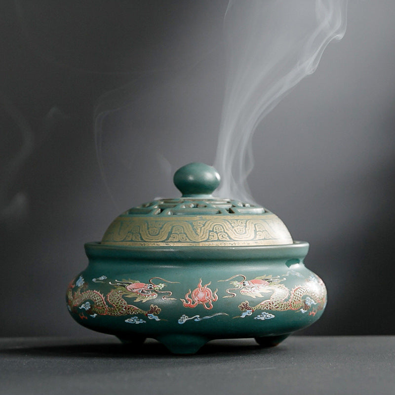 Ceramic Cloisonne Incense Burner, Backward Incense Burner, Incense Channel Enamel | 2x3 Rugs | Wiccan Center