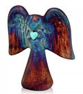 Raku Angel Magnet - Turquoise Heart (2.5")