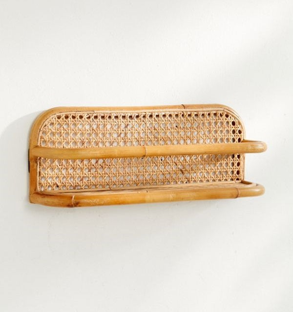 Handmade Rattan Wall Hanging Shelf - Boho Mini Storage & Decorative Floating Rack