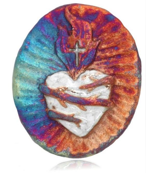Raku Magnet - Sacred Heart | Magnets | Wiccan Center