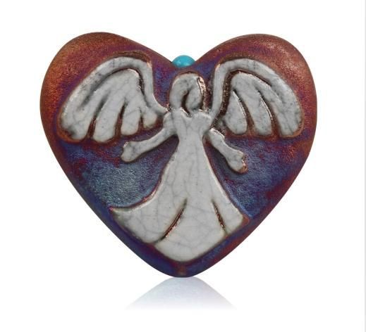 Mini Raku Heart - Angel | Hearts | Wiccan Center