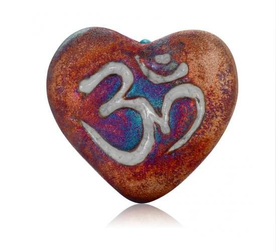 Mini Raku Heart - Om | Hearts | Wiccan Center