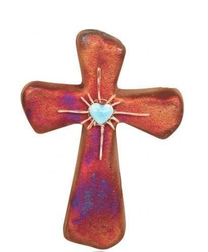 Raku Cross Magnet - Star Heart (2.5") | Magnets | Wiccan Center