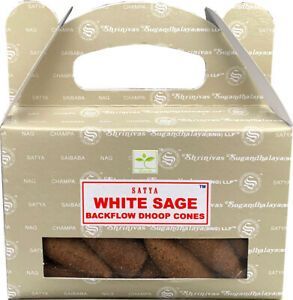 Satya White Sage Backflow Cones | Incense | Wiccan Center