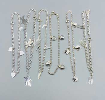 Assorted Charm Silvertone Anklet | Jewelry-Anklet | Wiccan Center