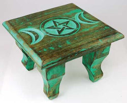 Antiqued Triple Moon Altar Table (6x6") | Altar Table | Wiccan Center