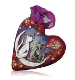 Raku Ornament - Cat & Moon | Holiday | Wiccan Center