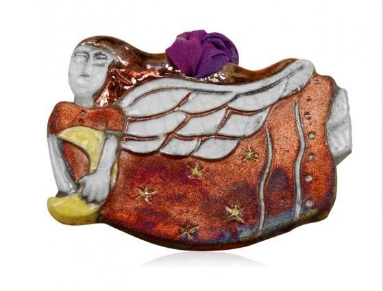 Raku Ornament - Moon Angel | Holiday | Wiccan Center