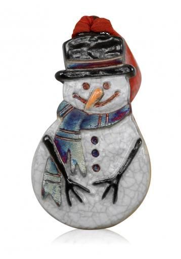 Raku Ornament - Snowman | Holiday | Wiccan Center