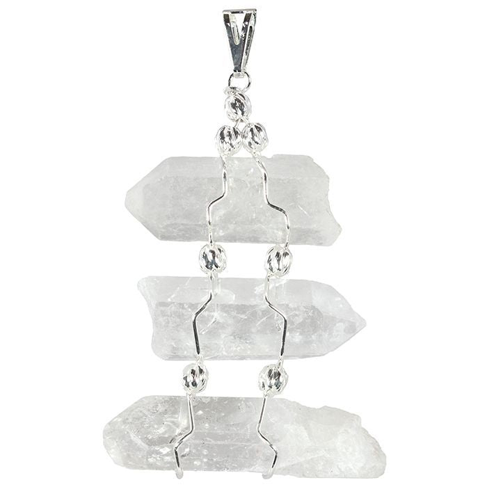 Triple Quartz Point Silver Necklace | Jewelry-Necklace | Wiccan Center