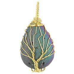 Aura Druzy Teardrop Gold Necklace | Jewelry-Necklace | Wiccan Center