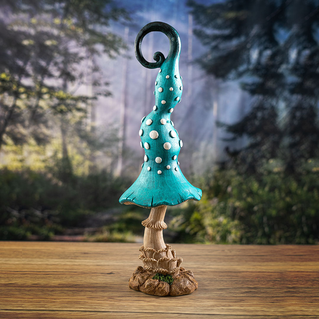 Whimsical Blue Garden Mushroom Figurine