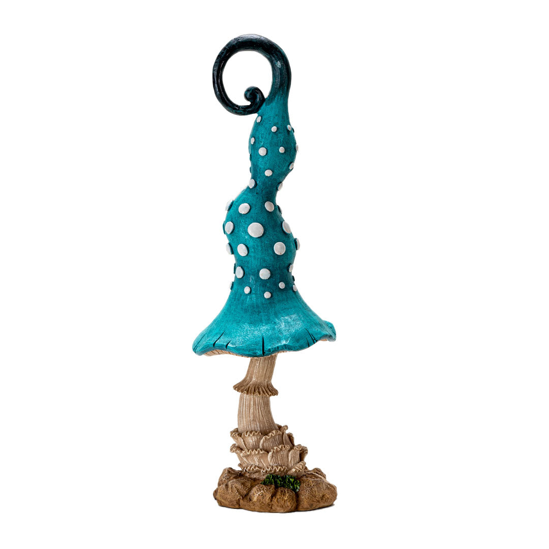 Whimsical Blue Garden Mushroom Figurine