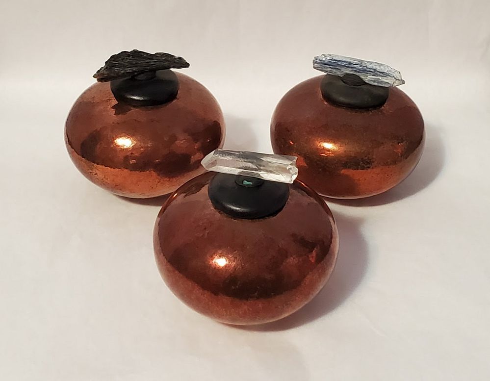 Handthrown Copper Jar - Assorted Gemstones (2.5")