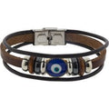 Leather Evil Eye Bracelet Brown | Jewelry-Bracelet | Wiccan Center