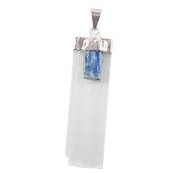 Selenite with Kyanite Silver Necklace | Jewelry-Necklace | Wiccan Center