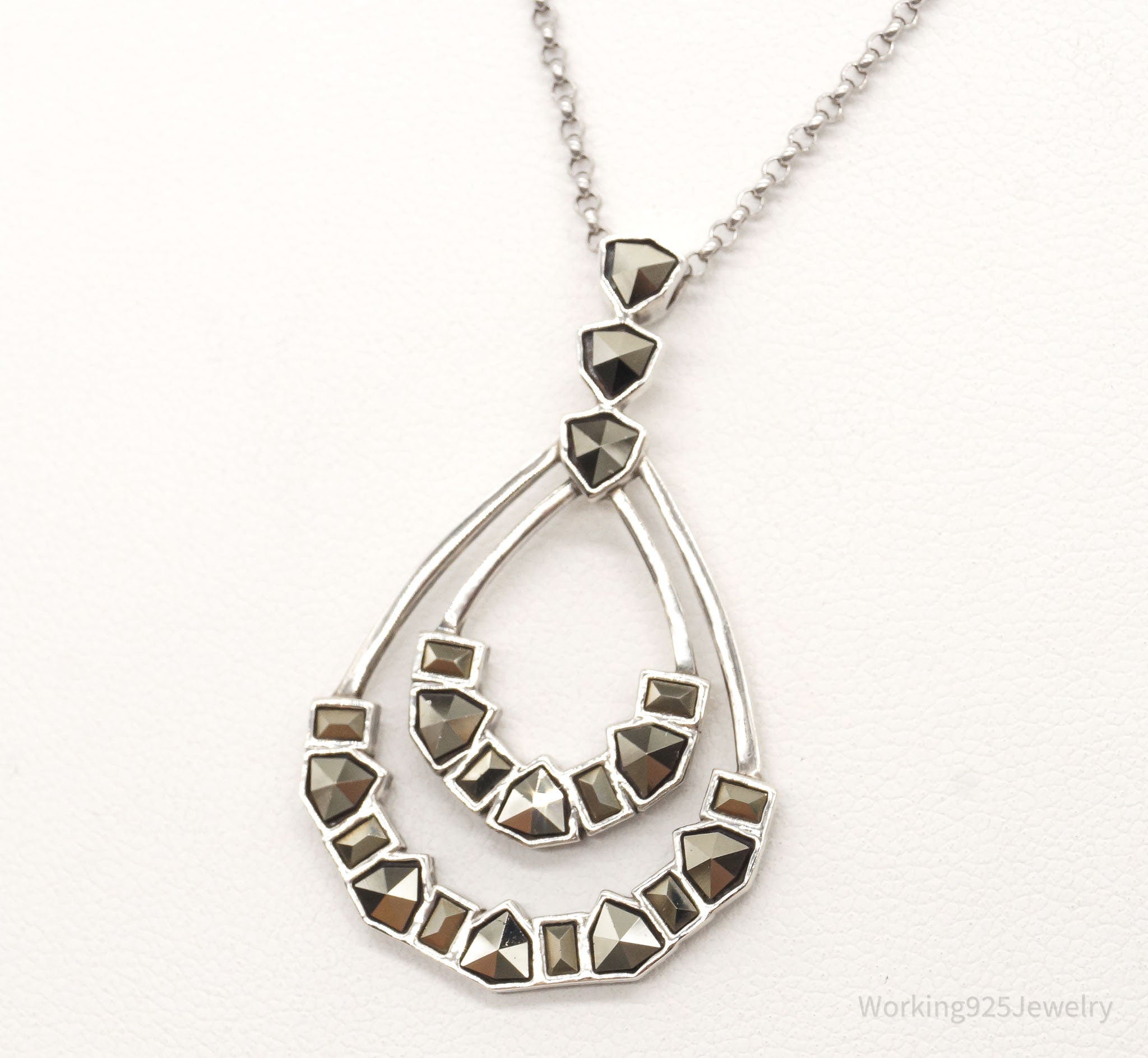 Vintage Designer Judith Jack Marcasite Sterling Silver Necklace | Jewelry > Necklaces > Pendants | Wiccan Center
