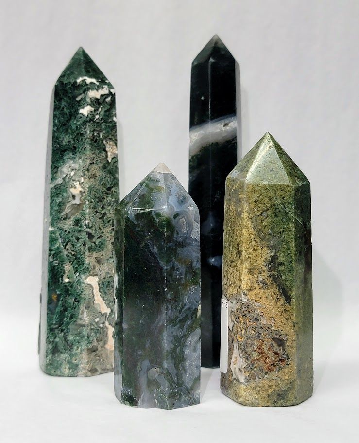 Green Moss Agate Obelisk - Medium (80-109g) | Point | Wiccan Center