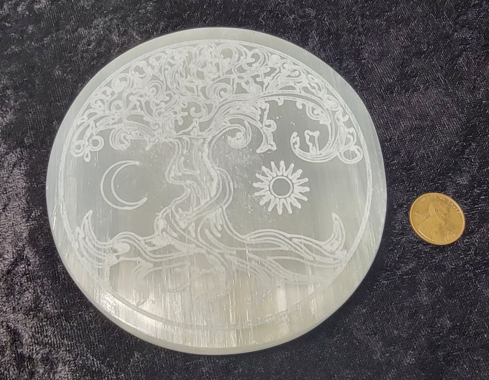 Selenite Round - Tree of Life (Small) | Gemstone | Wiccan Center