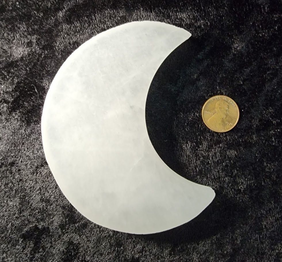 Selenite Tile - Moon | Plates | Wiccan Center