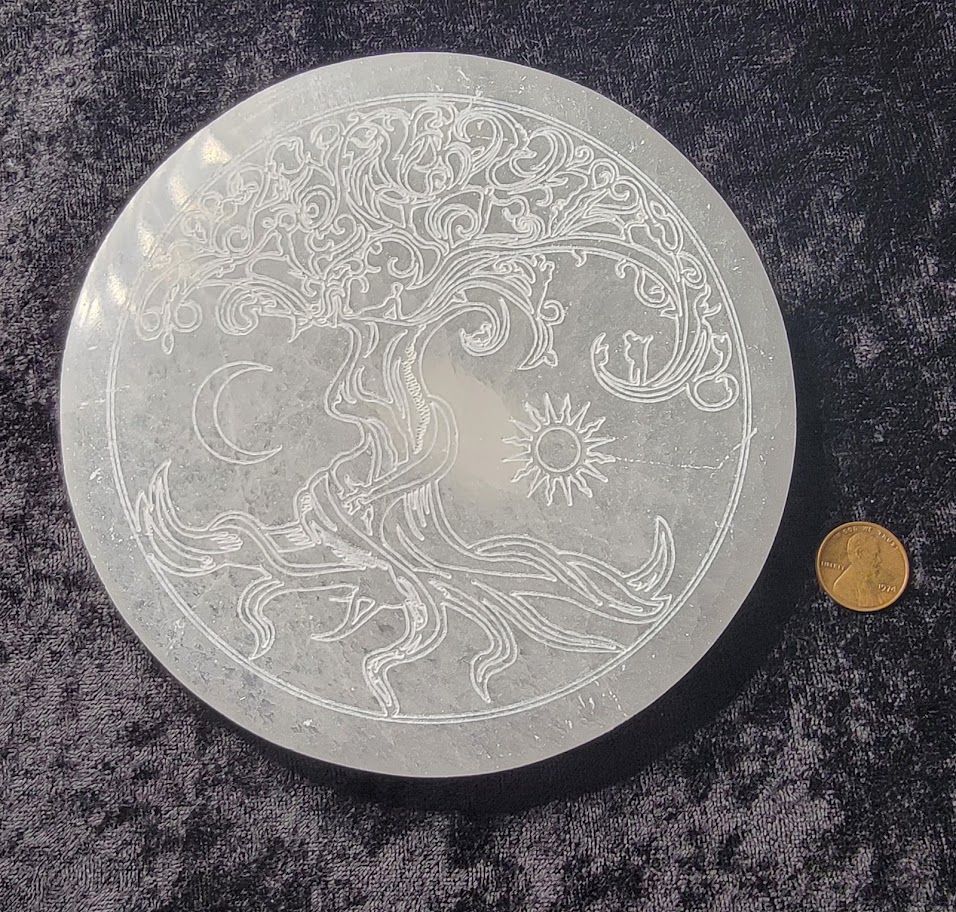 Selenite Round - Tree of Life (Medium) | Gemstone | Wiccan Center