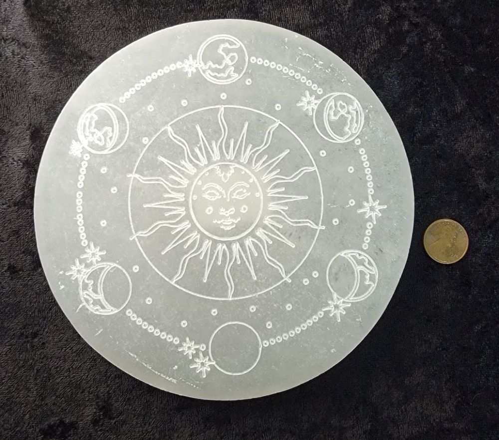 Selenite Round - Moon Phase | Gemstone | Wiccan Center