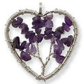 Assorted Gemstone Heart Tree of Life Silver Necklace | Jewelry-Necklace | Wiccan Center